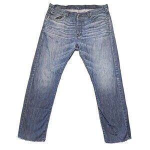 Gap Jeans Mens Sz 38x32 Straight Leg Denim Blue Stretch Distressed Original Fit